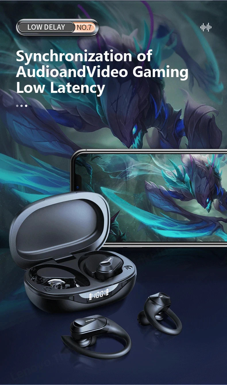 Fone de ouvido Lenovo LP75 TWS Bluetooth V5.3 Headphones,Wireless LED Digital Display