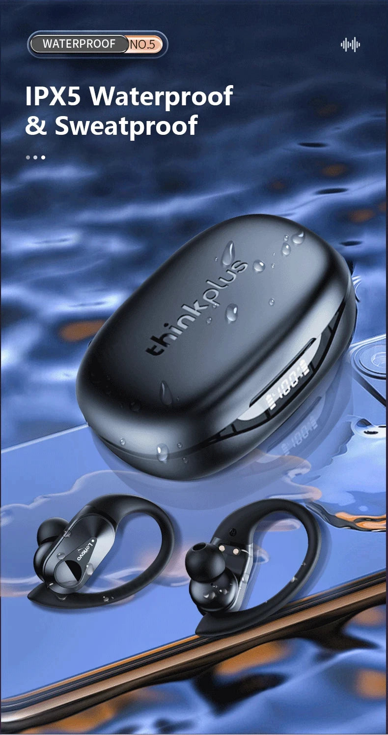 Fone de ouvido Lenovo LP75 TWS Bluetooth V5.3 Headphones,Wireless LED Digital Display