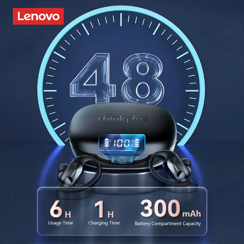 Fone de ouvido Lenovo LP75 TWS Bluetooth V5.3 Headphones,Wireless LED Digital Display